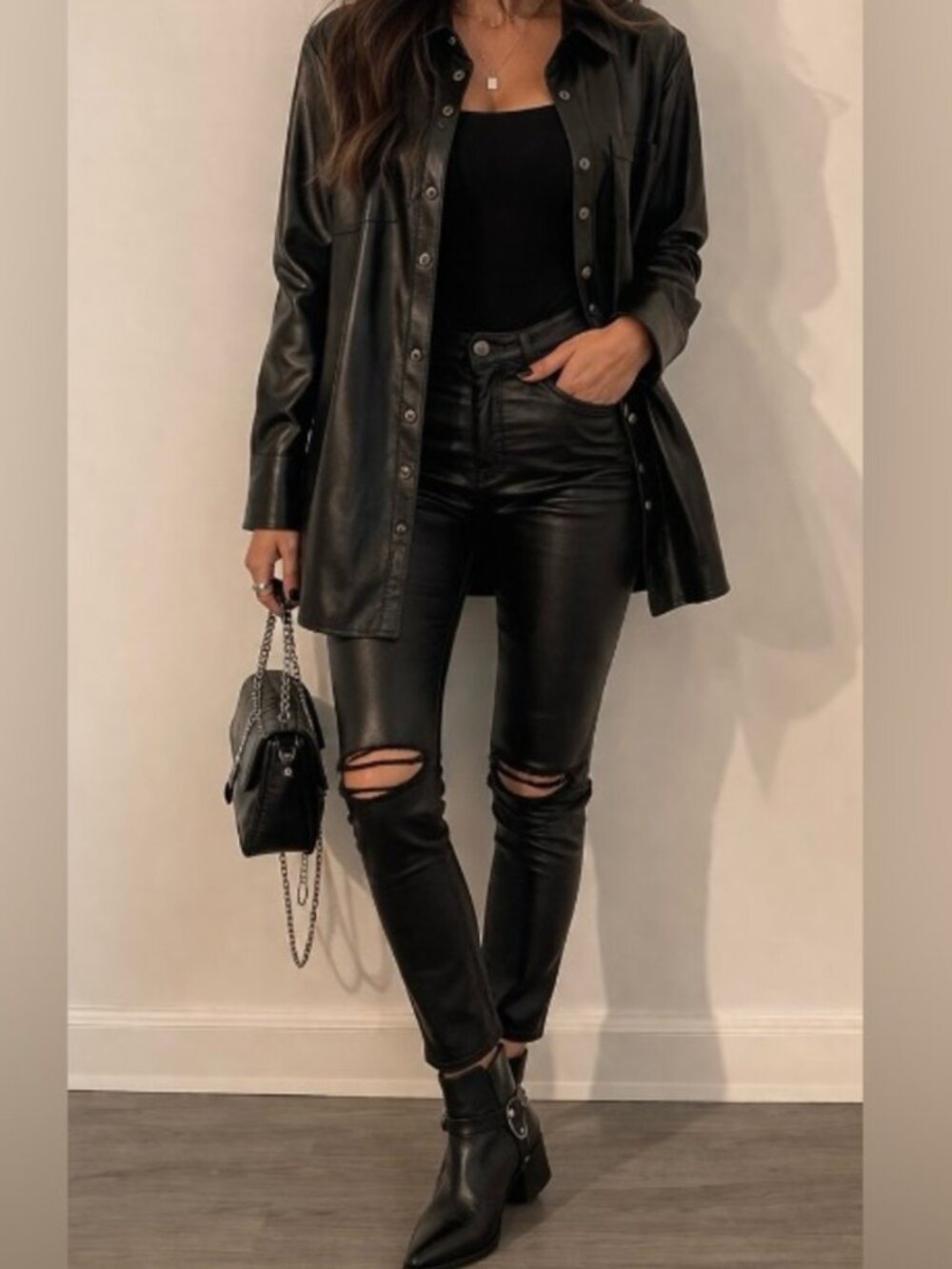 RTA Dylan Distressed Leather Jeans